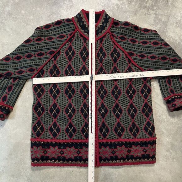 Vrikke‎ Irene Haugland Sweater Womens Large Full Zip Cardigan Wool Blend Multi - Picture 3 of 6